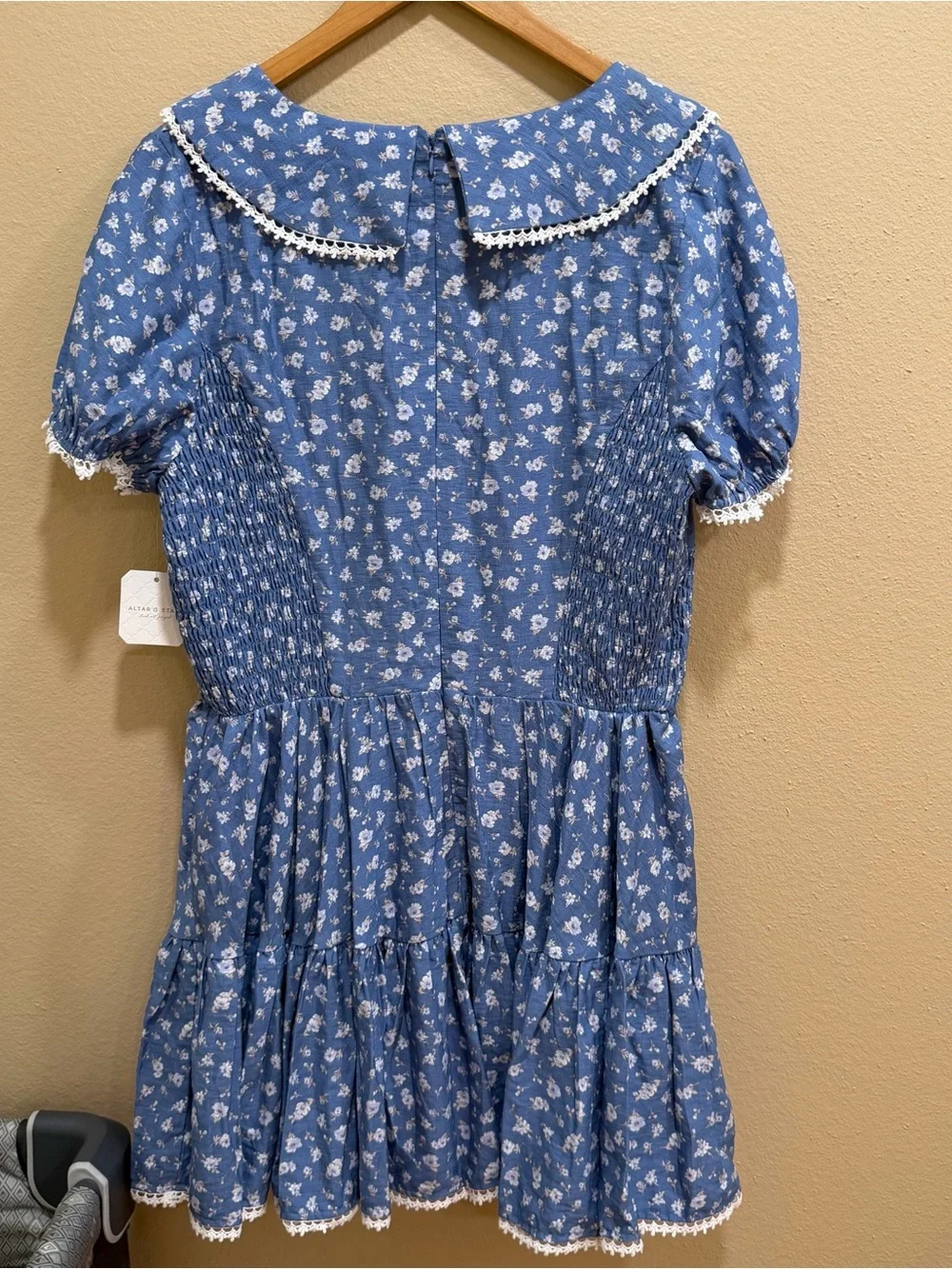 Altar'd State Blue Floral Ruffled Mini Dress